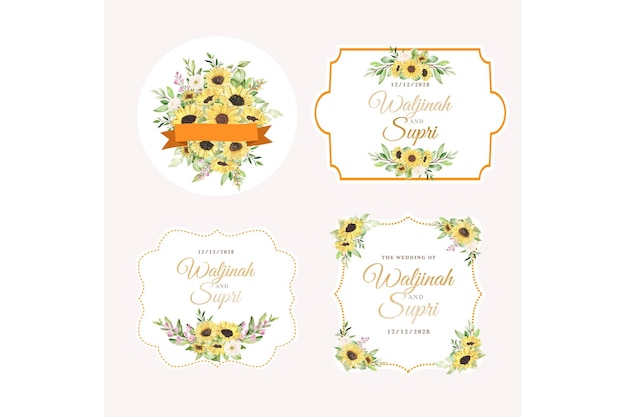 beautiful sun flower labels design