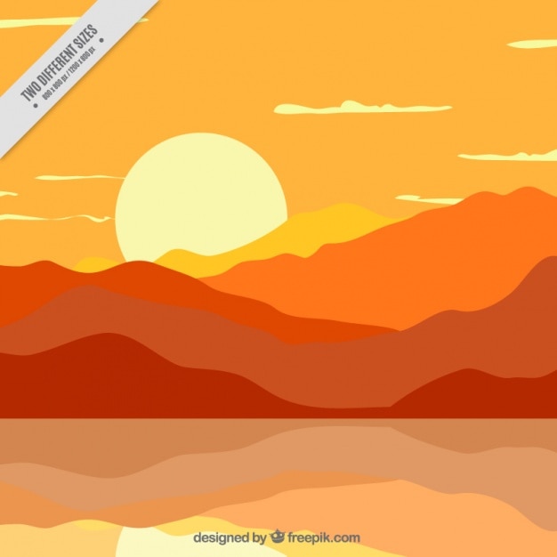 Free vector beautiful sunset in orange tones