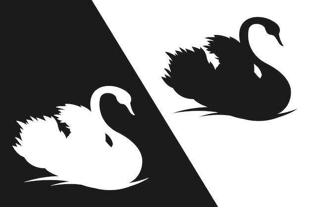 Free vector beautiful swan silhouette concept