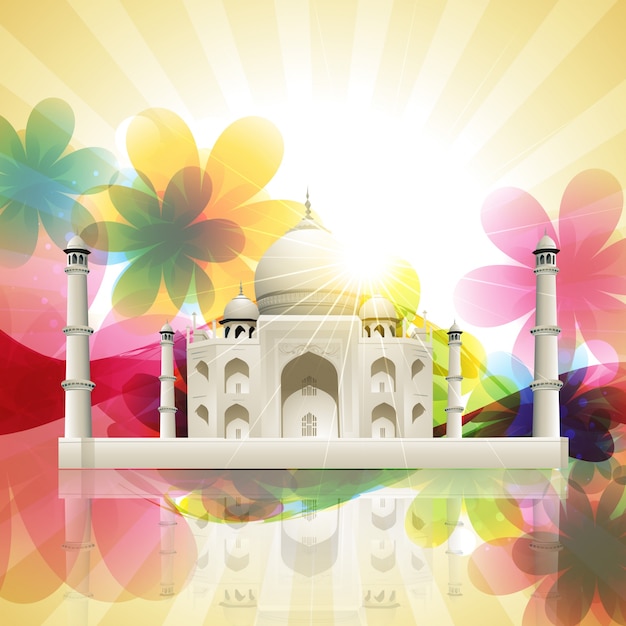 Beautiful taj mahal floral background