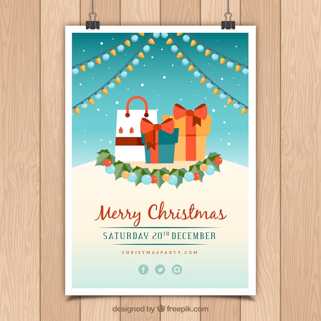 Free vector beautiful template of a christmas party poster