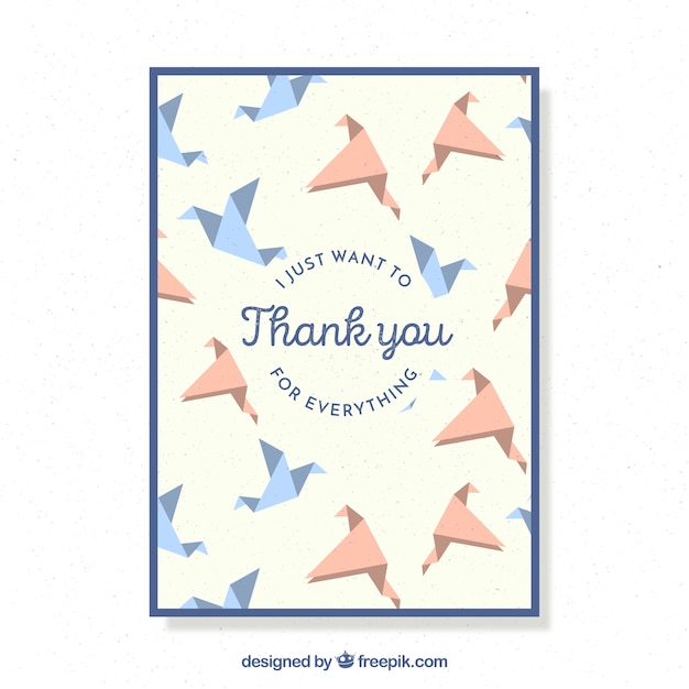 Beautiful thank you card with paper birds