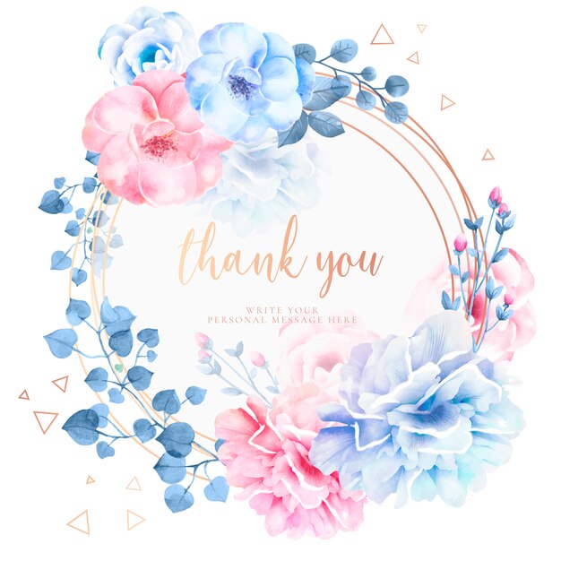 Beautiful Thank You Card with Watercolor Flowers