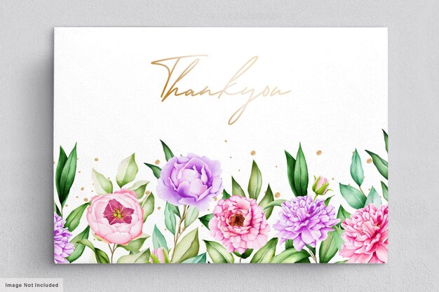 水彩花と美しいありがとうカード