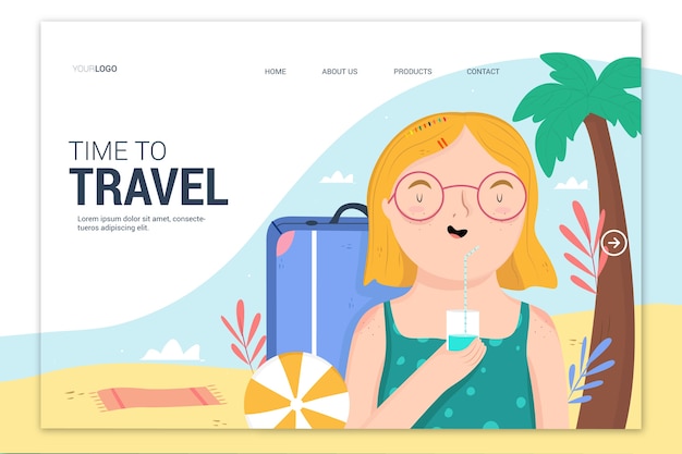 Free vector beautiful travel landing page