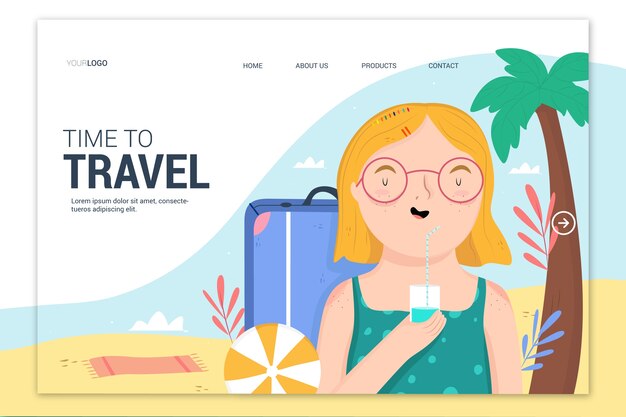 Free vector beautiful travel landing page