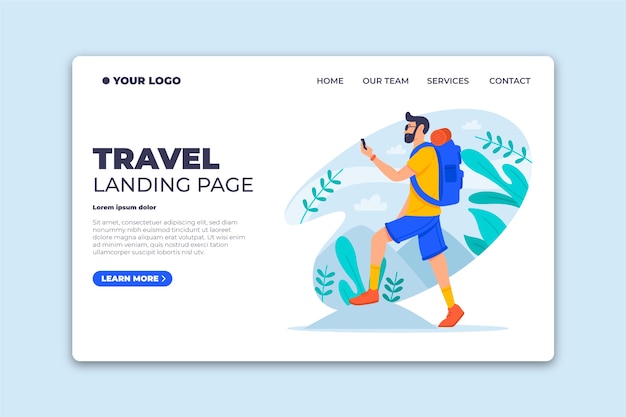 Free vector beautiful travel landing page