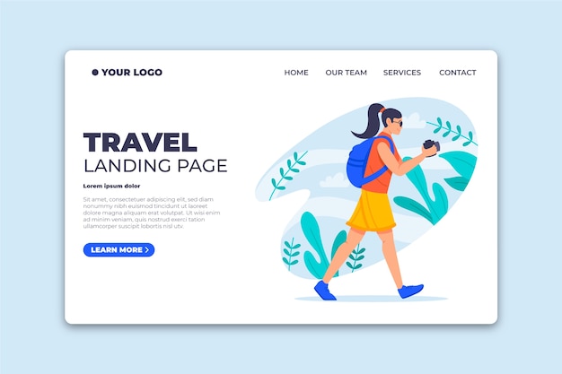 Free vector beautiful travel landing page