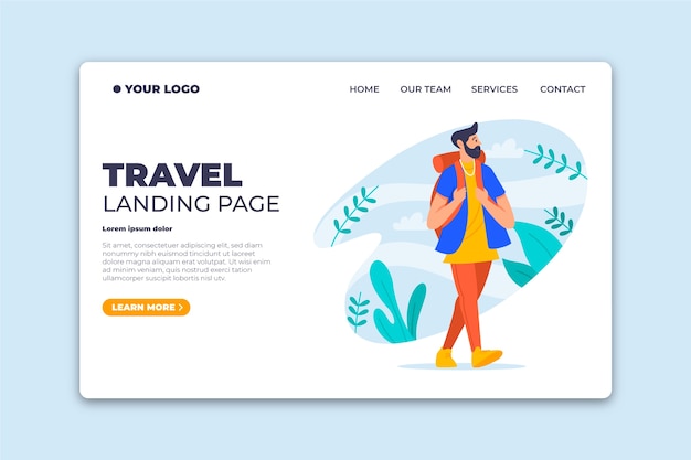 Free vector beautiful travel landing page