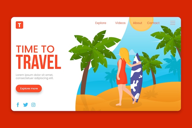 Free vector beautiful travel landing page