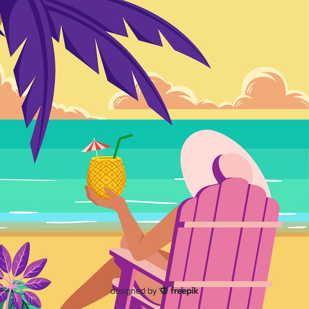 Бесплатное векторное изображение Красивый фон тропического пляжа