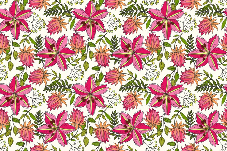 Free Vector beautiful tropical floral pattern