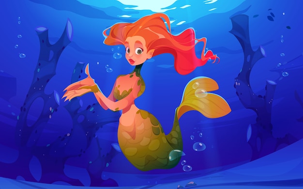 Beautiful underwater background with mermaid