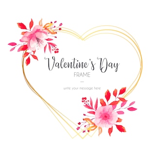 Beautiful valentine's day invitation with golden frame