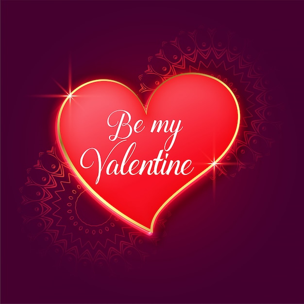 赤い光沢のある心と美しいバレンタインの日カード