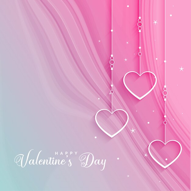 Красивое приветствие Дня святого Валентина с висящими сердцами