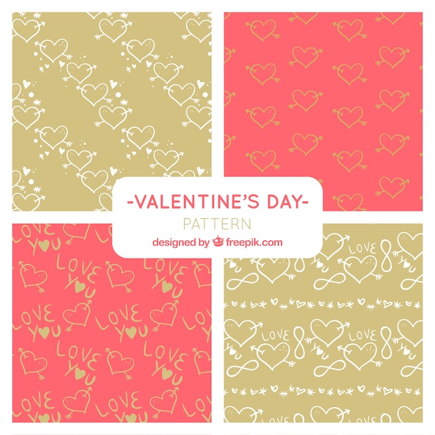 Beautiful valentines day pattern set