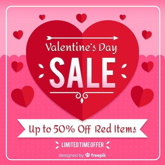 Free vector beautiful valentines day sale background