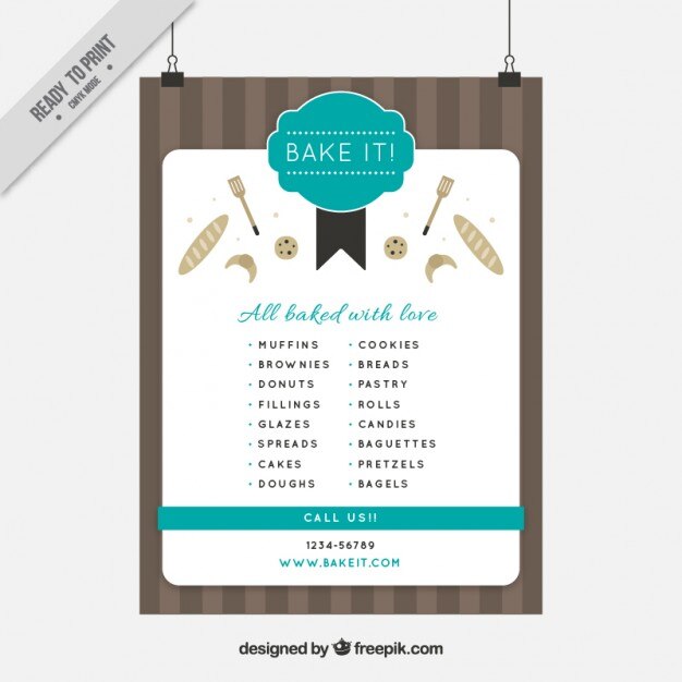 Free Vector beautiful vintage bakery menu poster