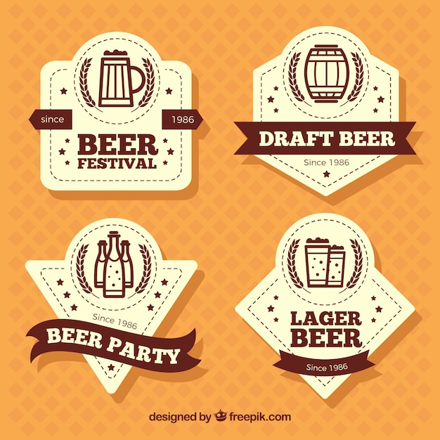 Free vector beautiful vintage beer stickers