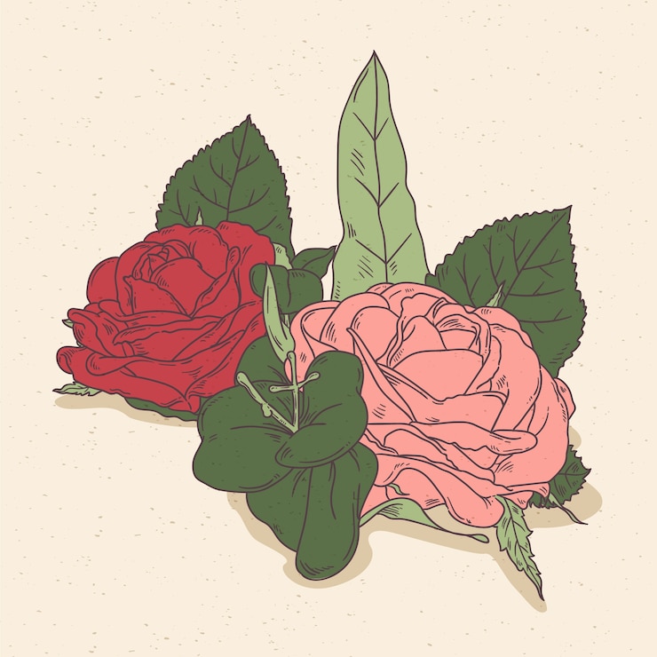 無料Vector 美しいビンテージ花の花束