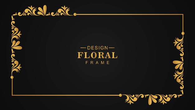 Beautiful vintage golden luxury floral frame design