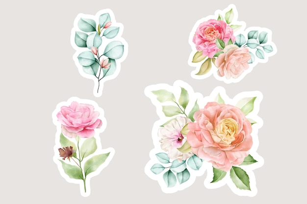 Free vector beautiful vintage pink arrangement watercolor floral illustration