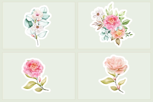 Vettore gratuito illustrazione floreale dell'acquerello di bella disposizione rosa vintage