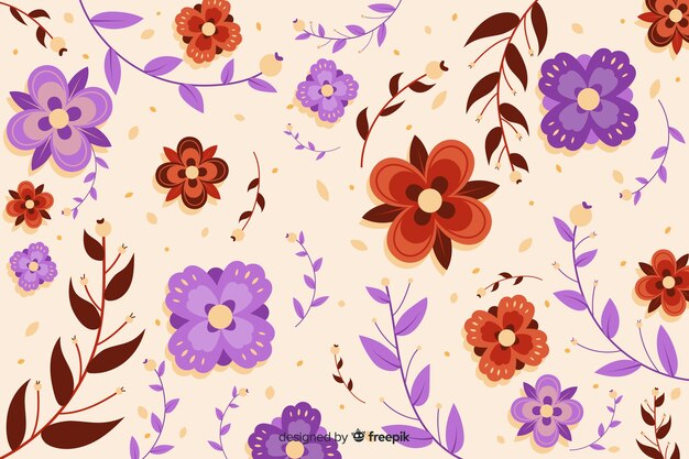 Beautiful violet and red squared flowers background