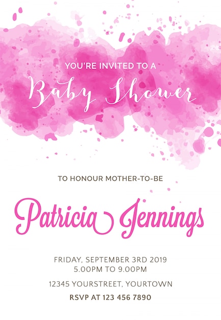 Free vector beautiful watercolor baby shower invitation