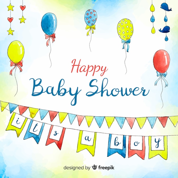 Free vector beautiful watercolor baby shower template