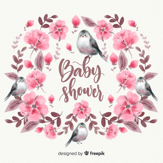 Free vector beautiful watercolor baby shower template