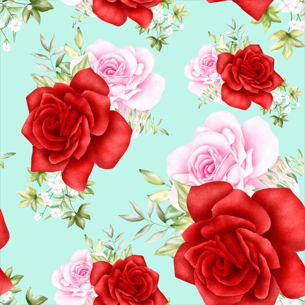 beautiful watercolor blooming floral seamless pattern