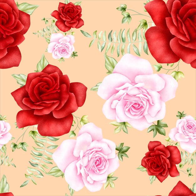 beautiful watercolor blooming floral seamless pattern