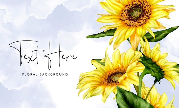 beautiful watercolor blooming sunflower floral background template