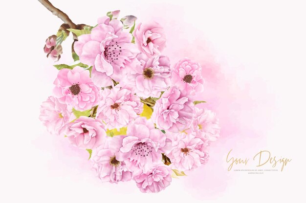 beautiful watercolor cherry blossom background design