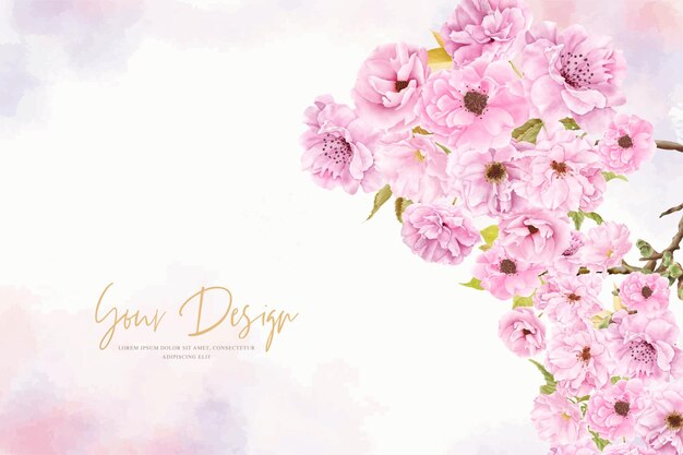 美しい水彩画の桜の背景デザイン