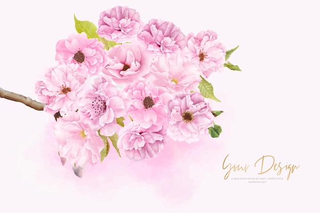 Beautiful watercolor cherry blossom background design