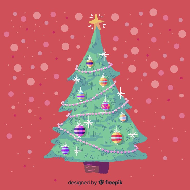 Free Vector beautiful watercolor christmas tree