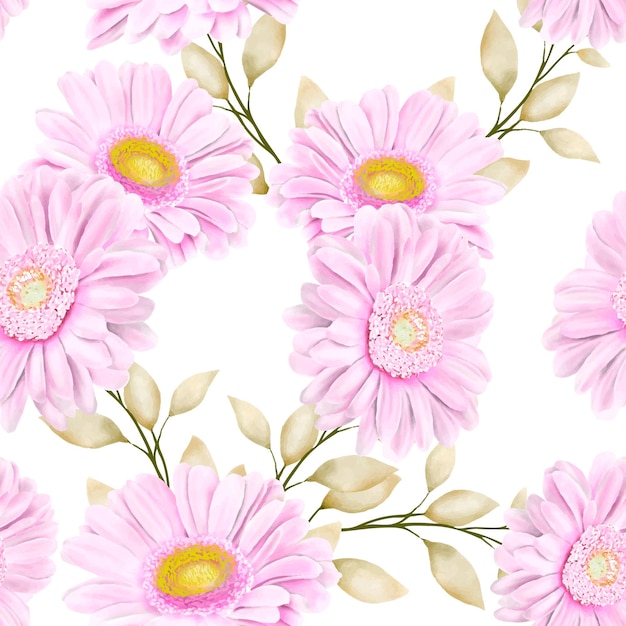 Free vector beautiful watercolor chrysanthemum seamless pattern