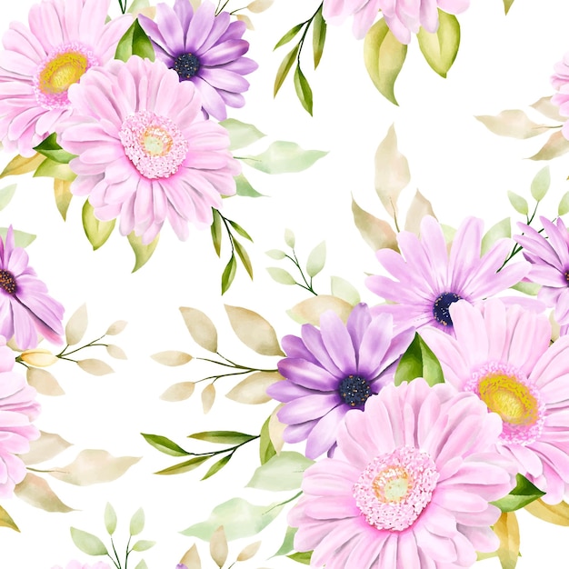 美しい水彩画の菊のシームレスなパターン
