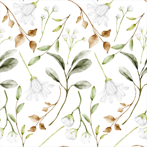 Free vector beautiful watercolor daisy flower seamless pattern