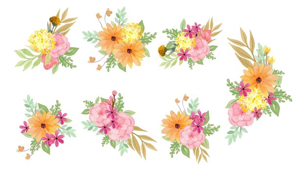 Beautiful Watercolor Floral Bouquet Collection