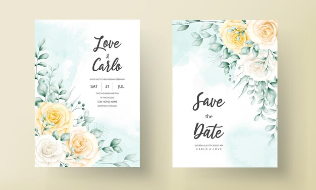 柔らかい性質を持つ美しい水彩花フレーム結婚式の招待カード