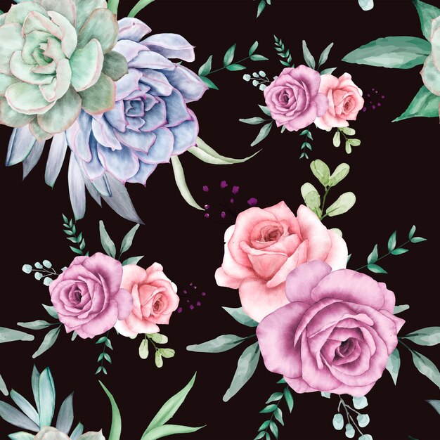 아름다운 수채화 꽃 원활한 패턴 디자인