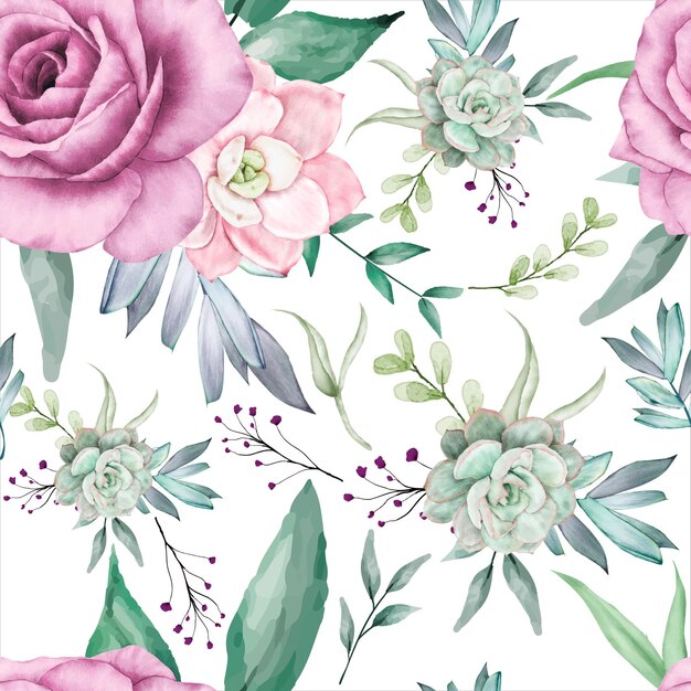 아름다운 수채화 꽃 원활한 패턴 디자인