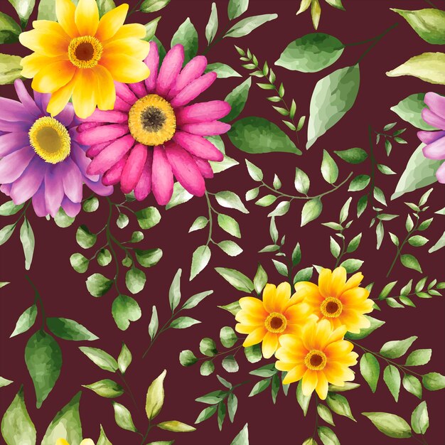 Beautiful watercolor floral seamless pattern