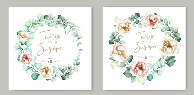 Free vector beautiful watercolor floral wedding card template