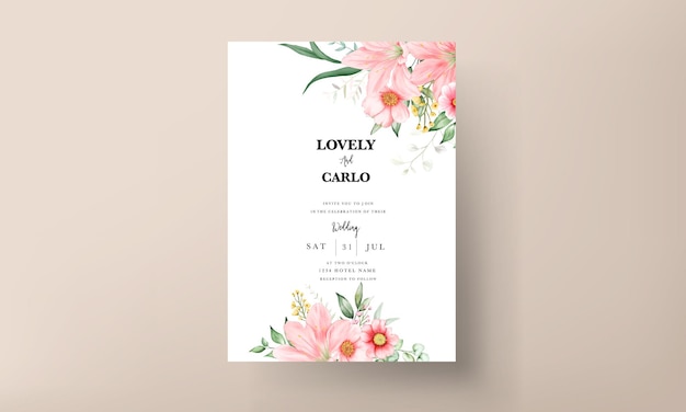 beautiful watercolor floral wedding invitation card set