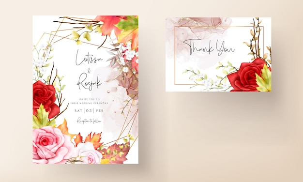 beautiful watercolor floral wedding invitation card